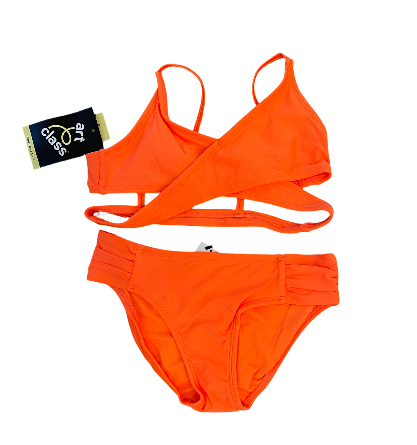 Girls’ Solid Bikini Swim Set - art class orange