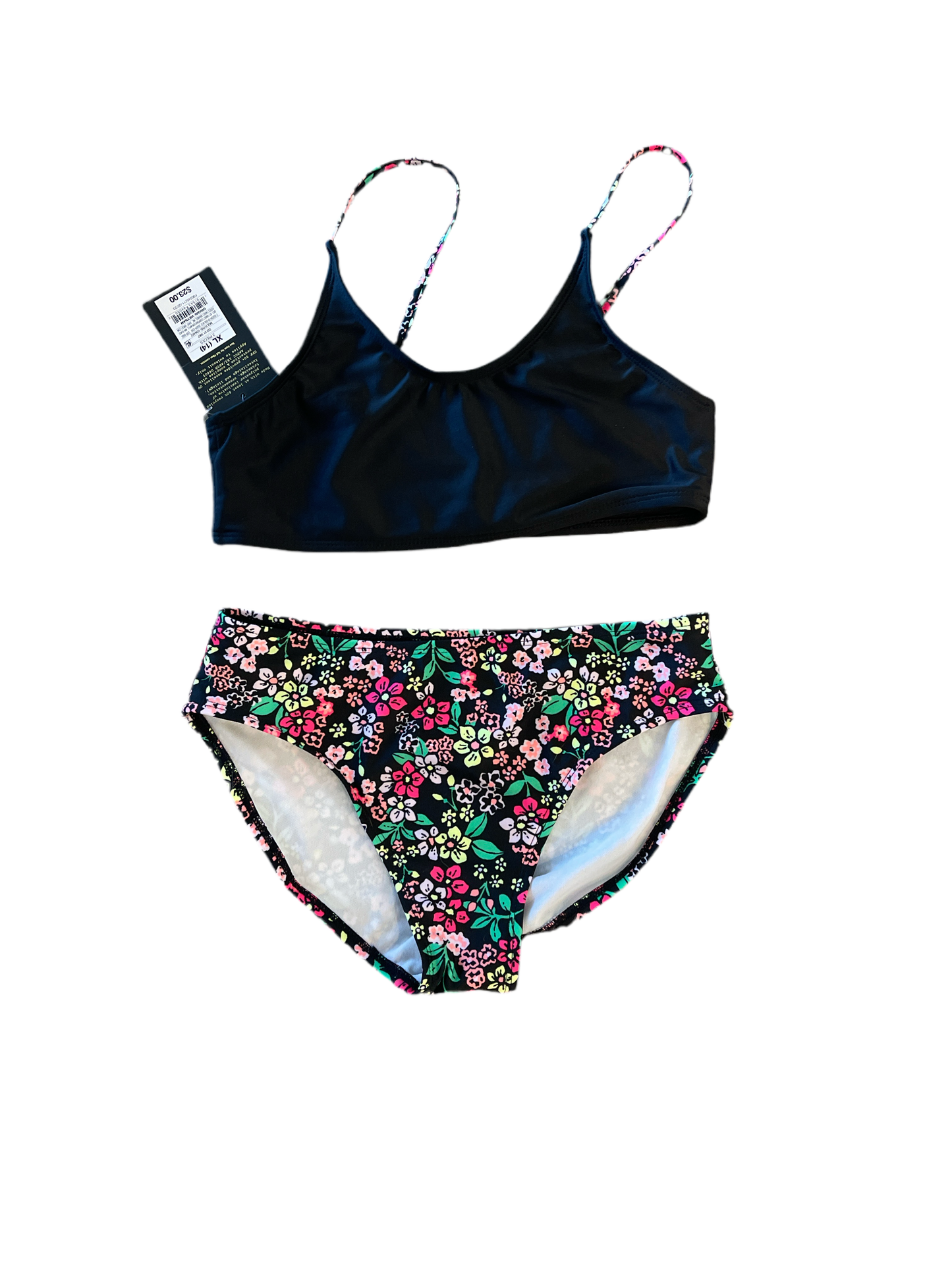 Girls' Floral Printed Swim Set - art class Black