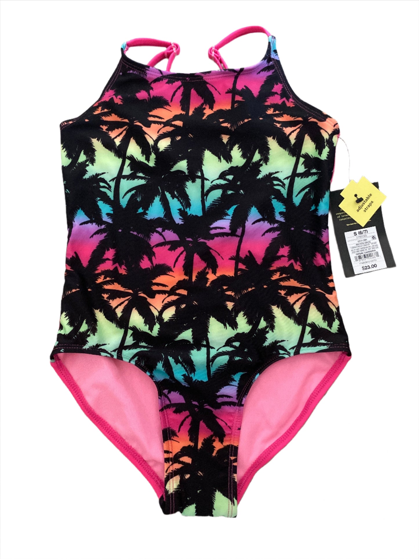 Art Class Girls' Tropical Ombre Abstract Printed One Piece Swimsuit Set