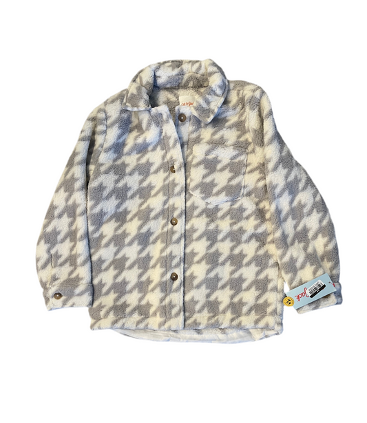 Girls' Button-Down 'Houndstooth' Shacket - Cat & Jack Gray/Cream