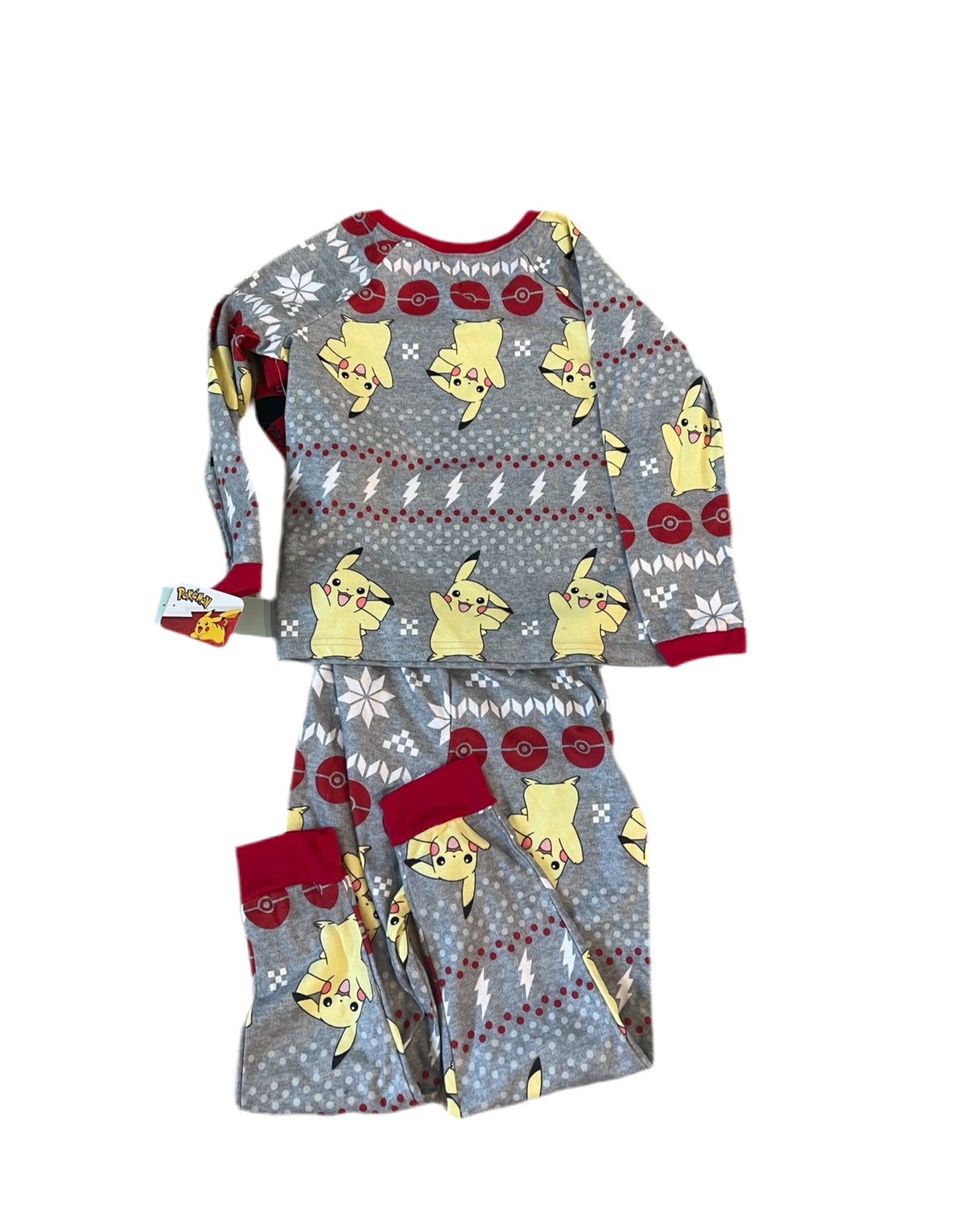 Girls' Pokemon Pikachu Fair Isle 2pc Pajama Set with Socks - Gray