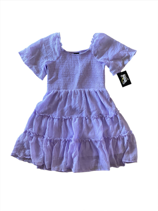 Girls' Smocked Bodice Flutter Sleeve Textured Dress - art class Purple