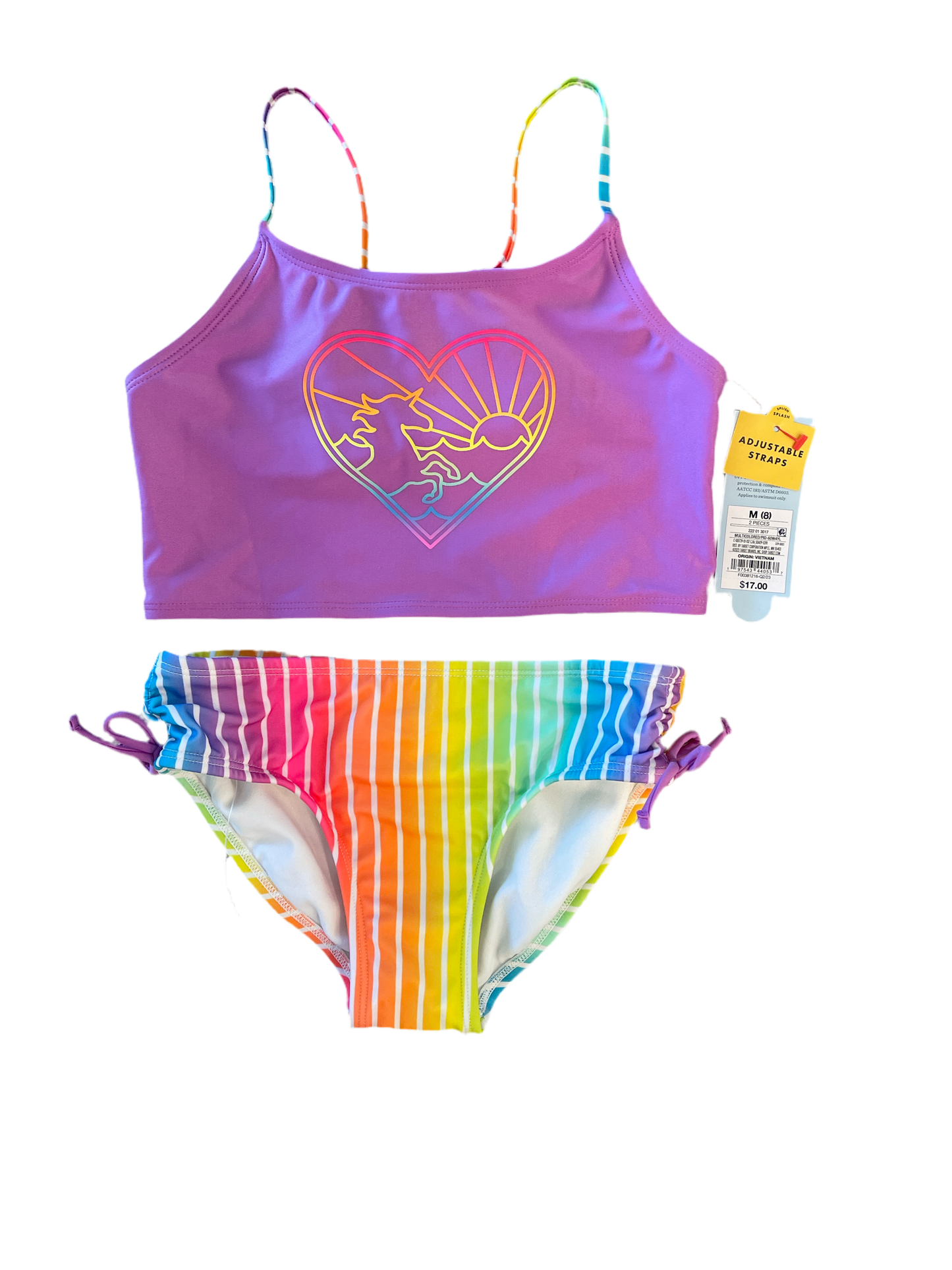 Girls' Unicorn Rainbow Heart Printed Midkini Swim Set - Cat & Jack