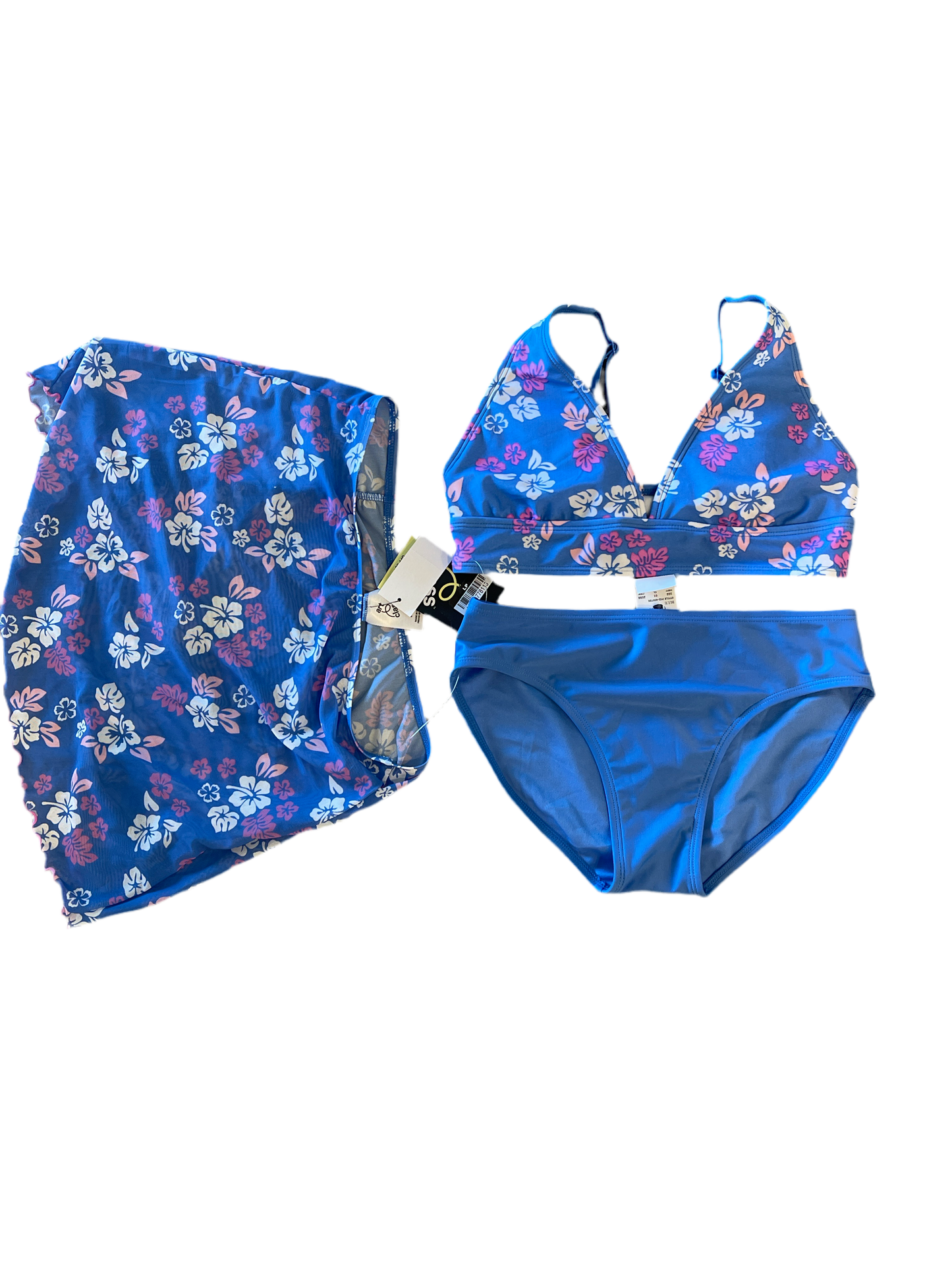 Girls' 'Happy Hibiscus with Sarong' Swimwear Set - art class Blue