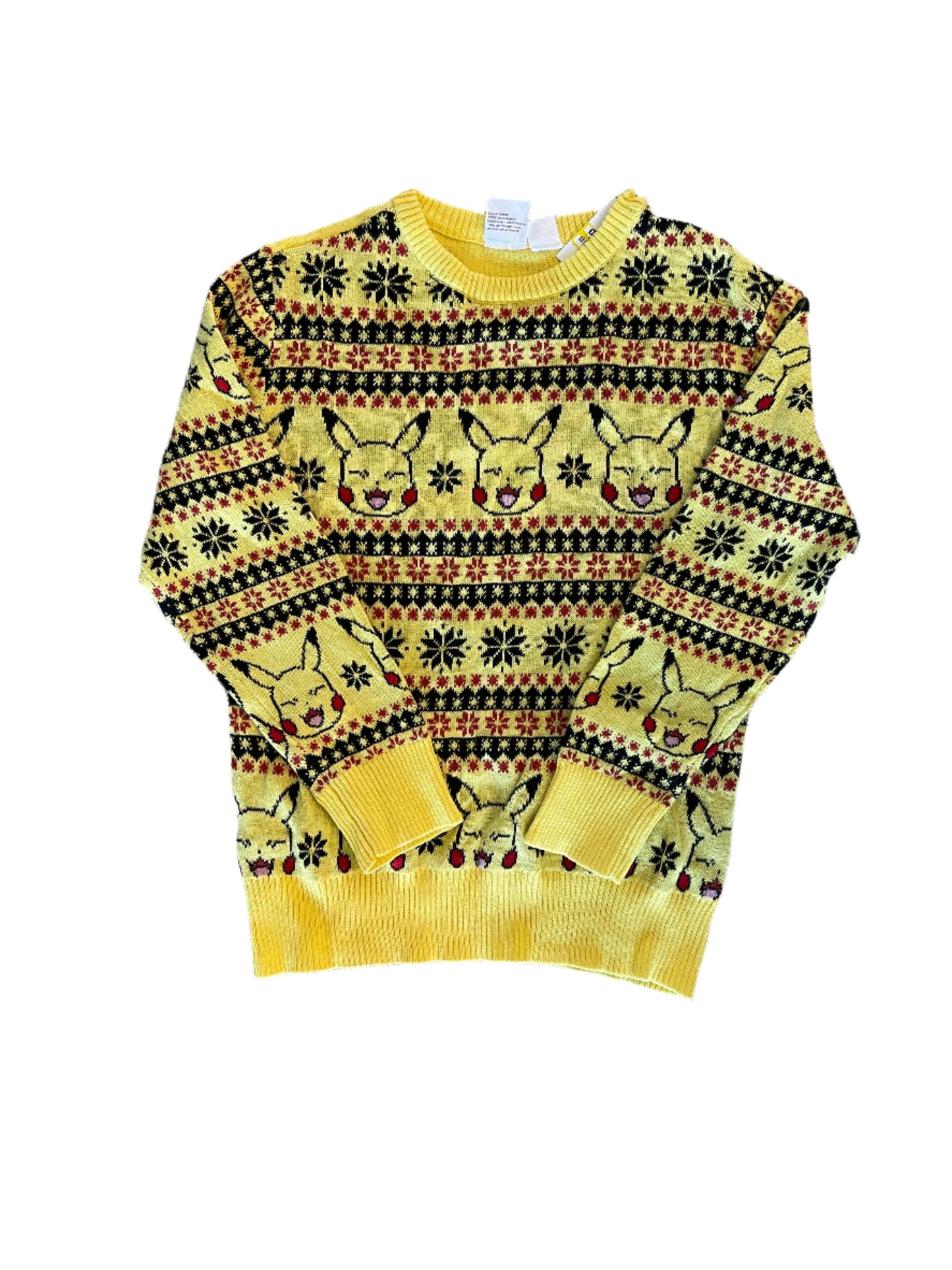 Boys' Pokemon Pikachu Holiday Fair Isle Pullover Sweater - Yellow