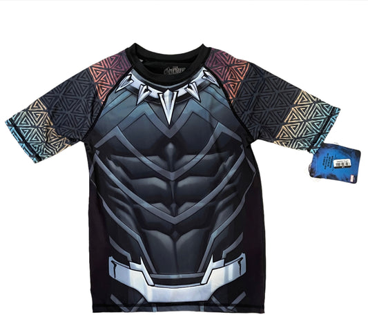 Boys' Marvel Short Sleeve Rash Guard Swimsuit Top - Black