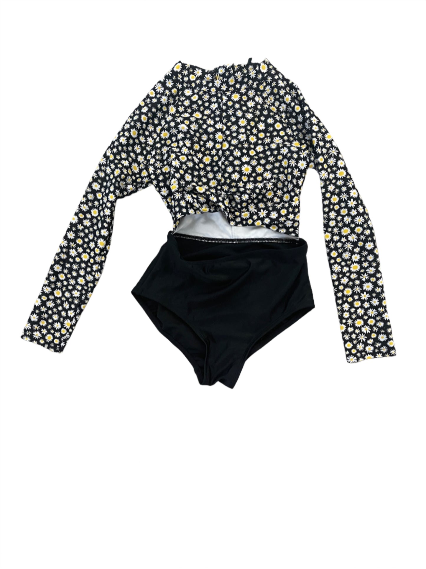 Girls' 'Dozens of Daisies' Floral Printed One Piece Rash Guard Swimsuit - art class Black