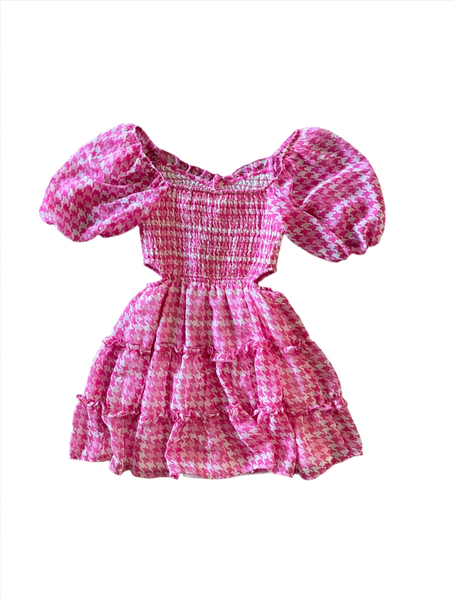 Girls' Smocked Bodice Cut Out Chiffon Dress - art class Pink