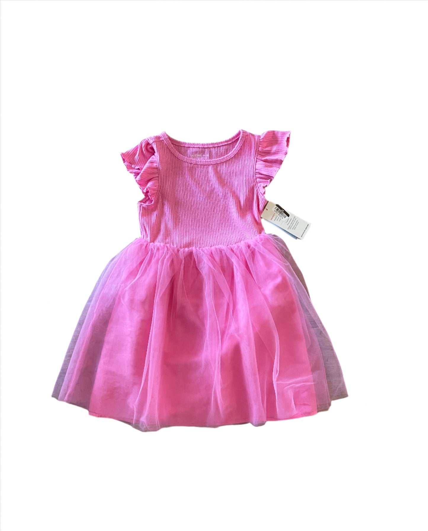 Girls' Adaptive Short Sleeve Ribbed Tulle Dress - Cat & Jack Pink