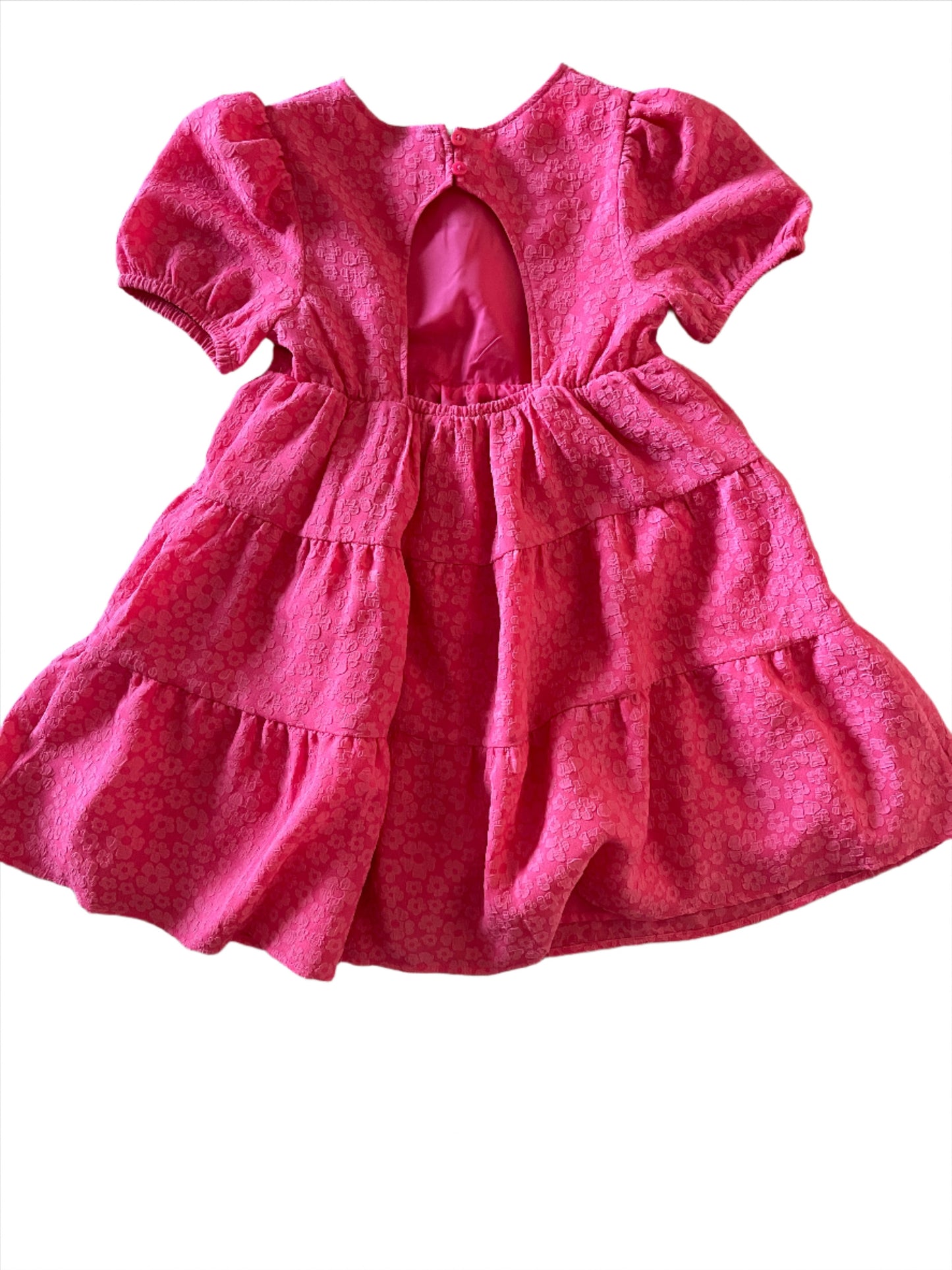 Girls' Short Sleeve Open Back Organza Dress - Cat & Jack Hot Pink