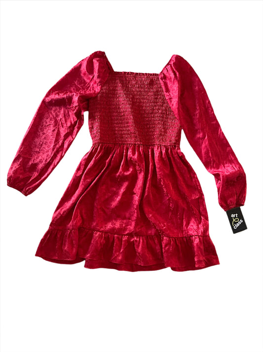 Girls' Long Sleeve Jacquard Smocked Bodice Dress - art class Red