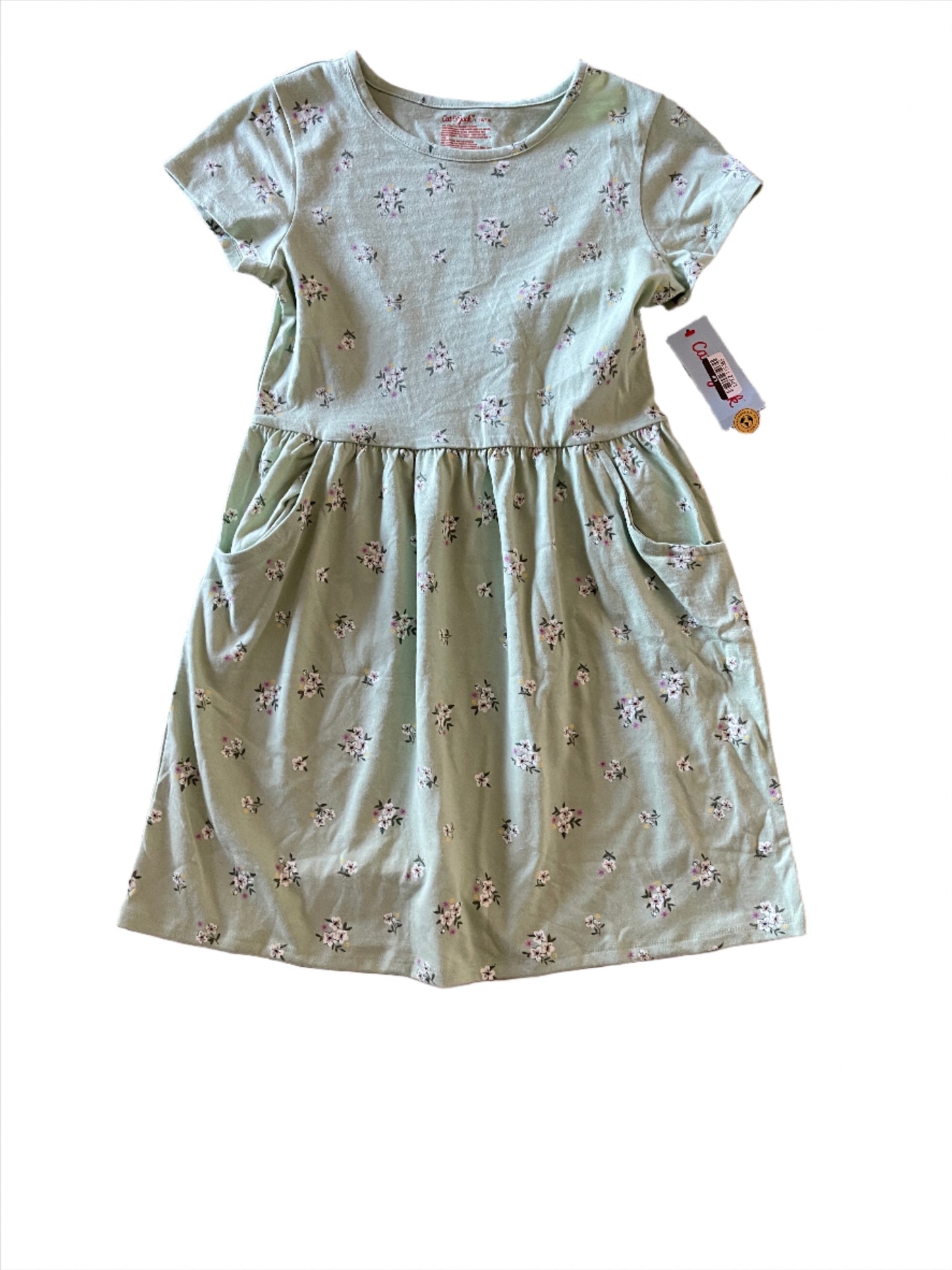 Girls' Short Sleeve Floral Dress - Cat & Jack Sage Green