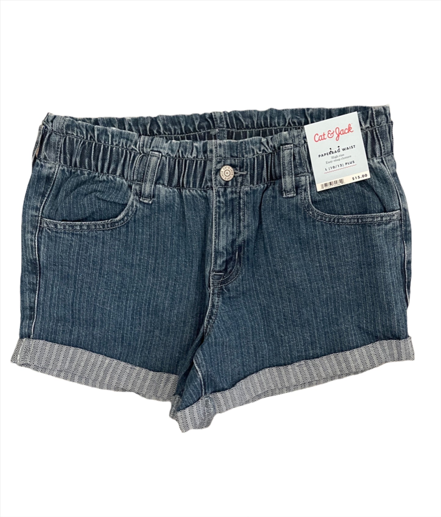 Girls' High-Rise Paper Bag Jean Shorts - Cat & Jack Medium Wash