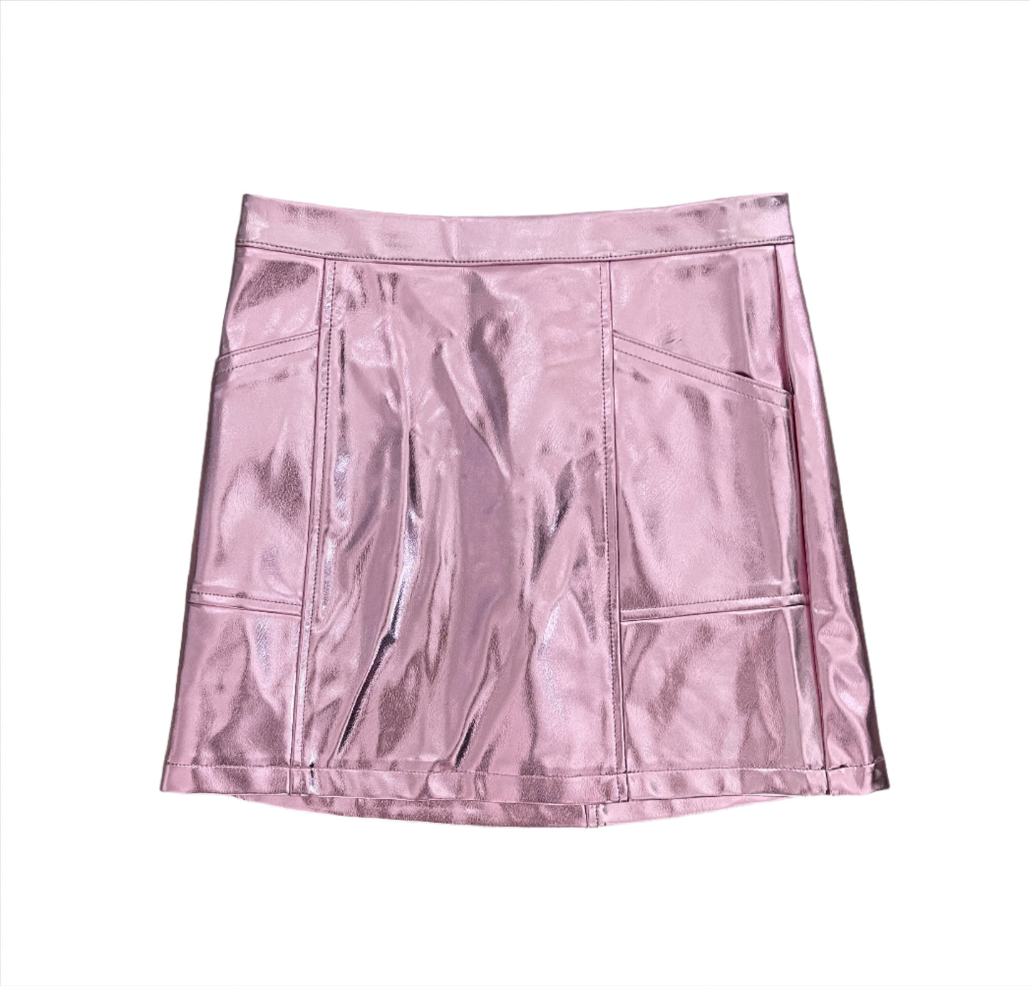 Girls' Metallic Faux Leather Mini Skirt - art class Pink