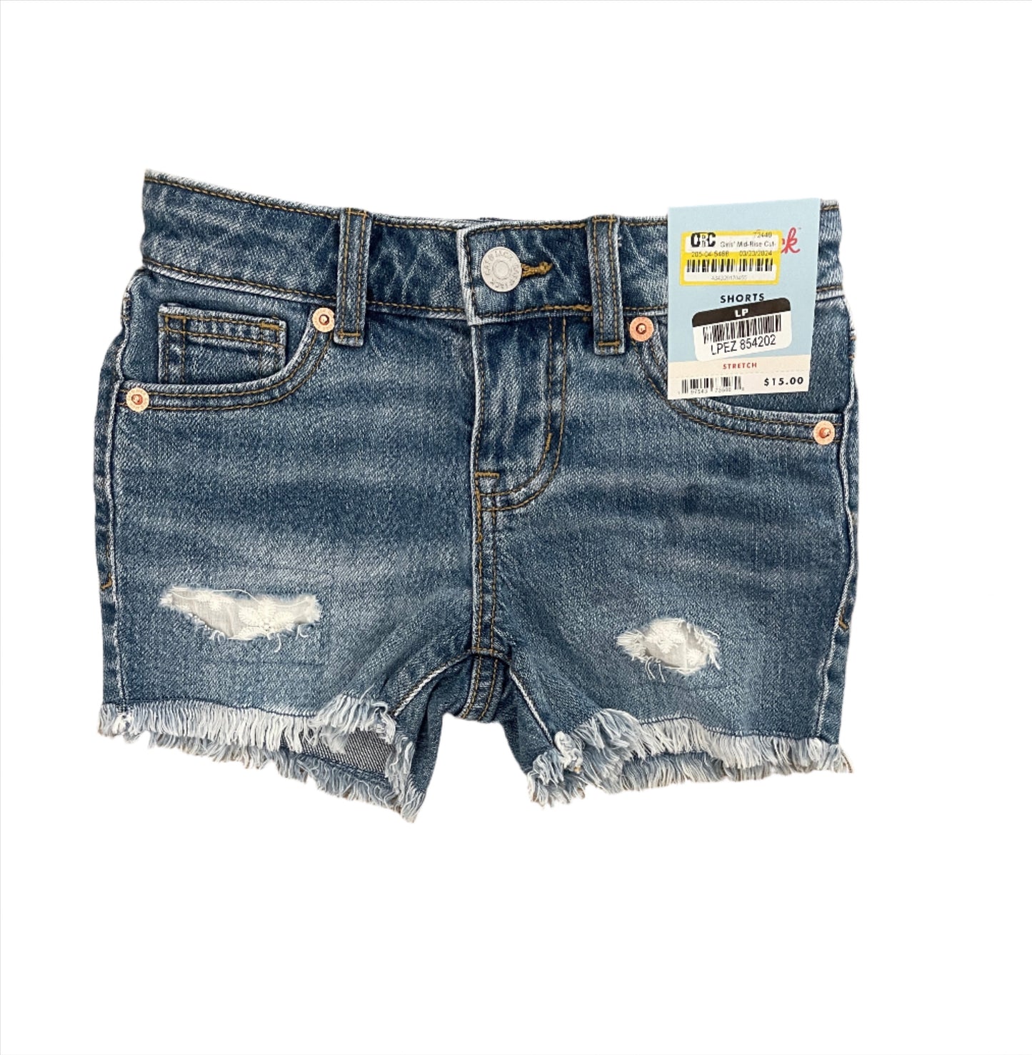 Girls' Mid-Rise Cut-Off Destructed Jean Shorts - Cat & Jack Medium Blue Wash