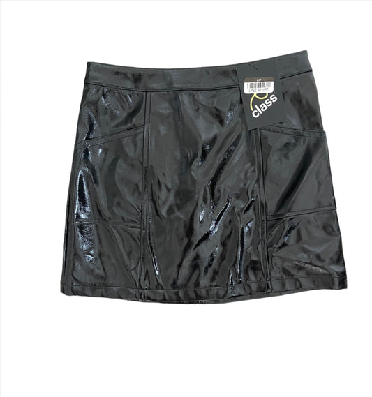 Girls' Metallic Faux Leather Mini Skirt - art class Black