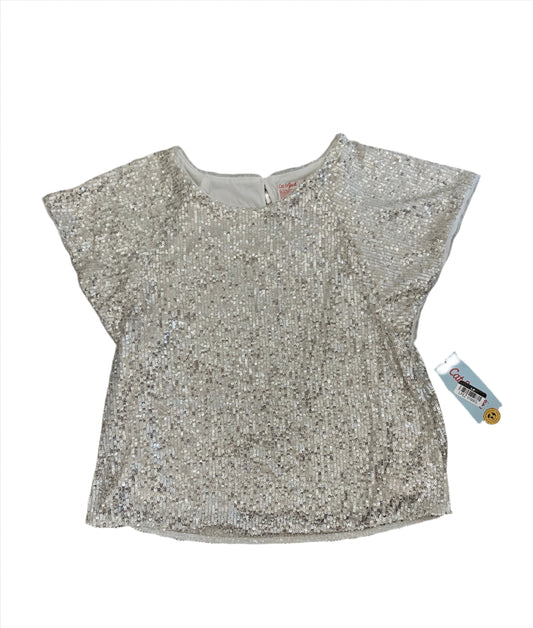 Girls' Short Sleeve Sequin Woven Shirt - Cat & Jack Silver