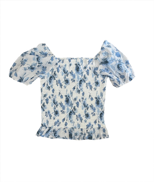 Girls' Smocked Woven Short Sleeve Top - art class Blue