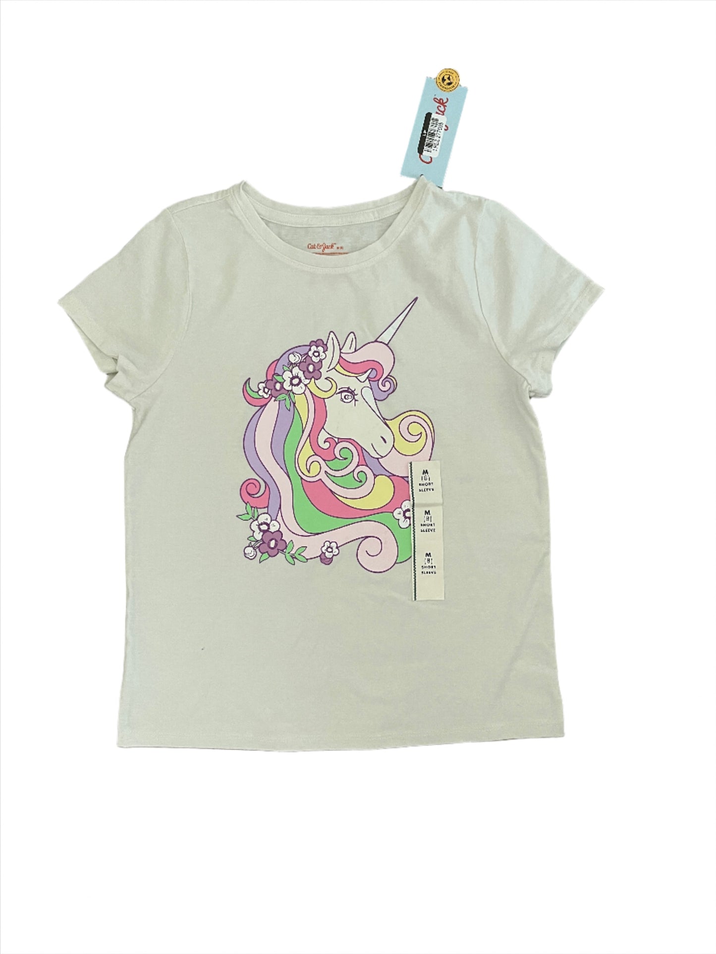 Girls' Short Sleeve 'Flower Crown Unicorn' Graphic T-Shirt - Cat & Jack Cream