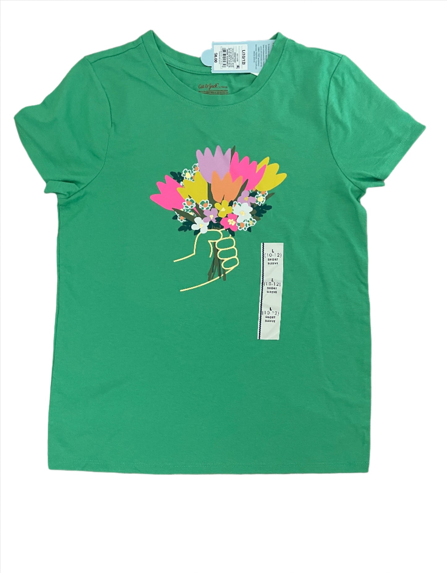 Girls' Short Sleeve 'Flower Bouquet' Graphic T-Shirt - Cat & Jack Green