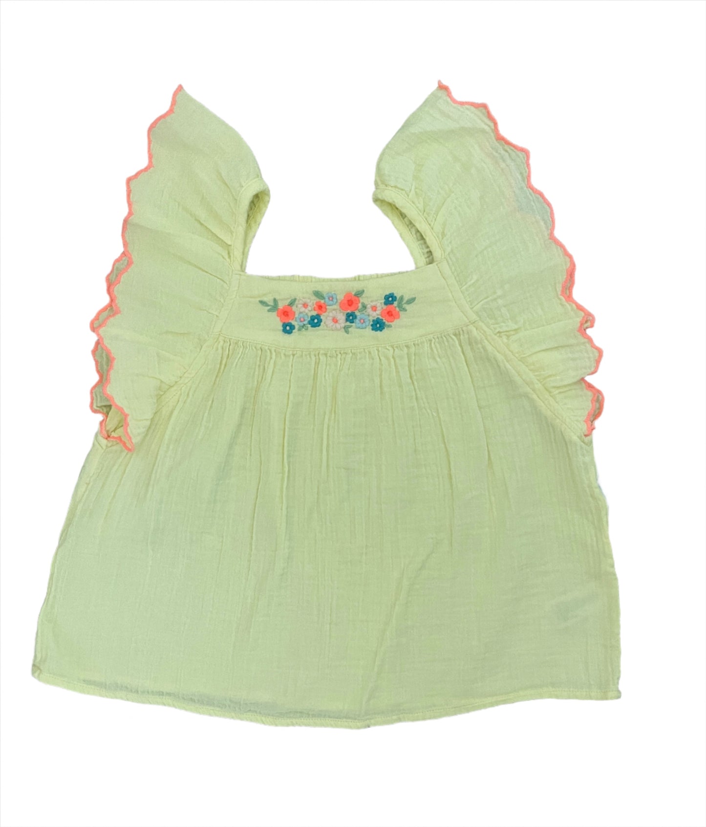 Girls' Ruffle Short Sleeve Woven Embroidered Top - Cat & Jack Light Yellow