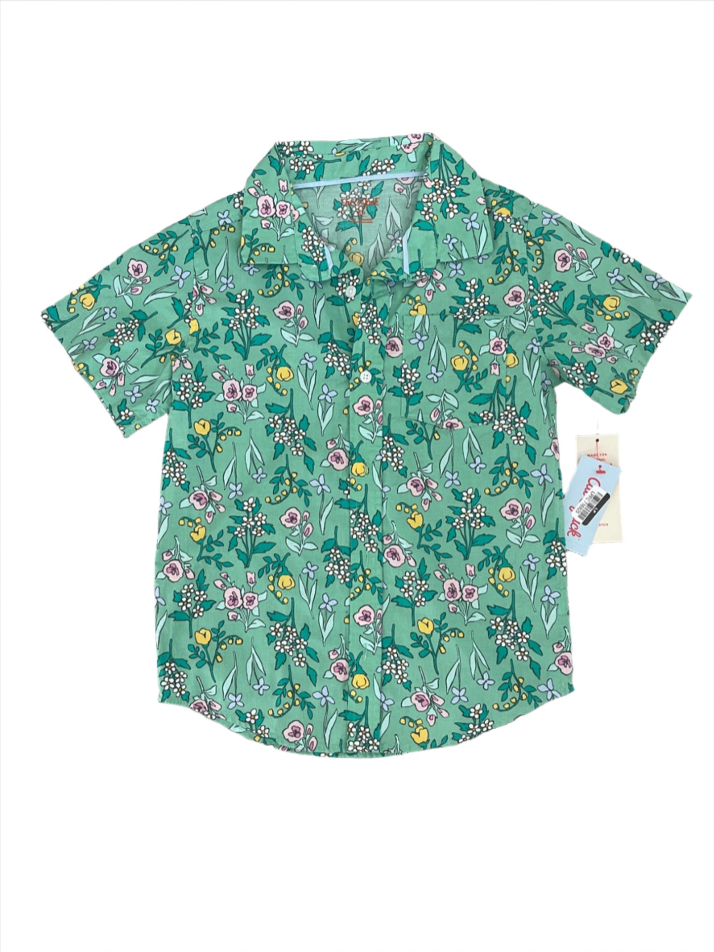 Boys' Floral Button-Down Short Sleeve Woven Shirt - Cat & Jack Green