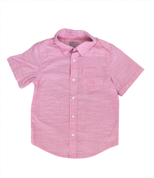 Boys' Short Sleeve Poplin Button-Down Shirt - Cat & Jack Pink