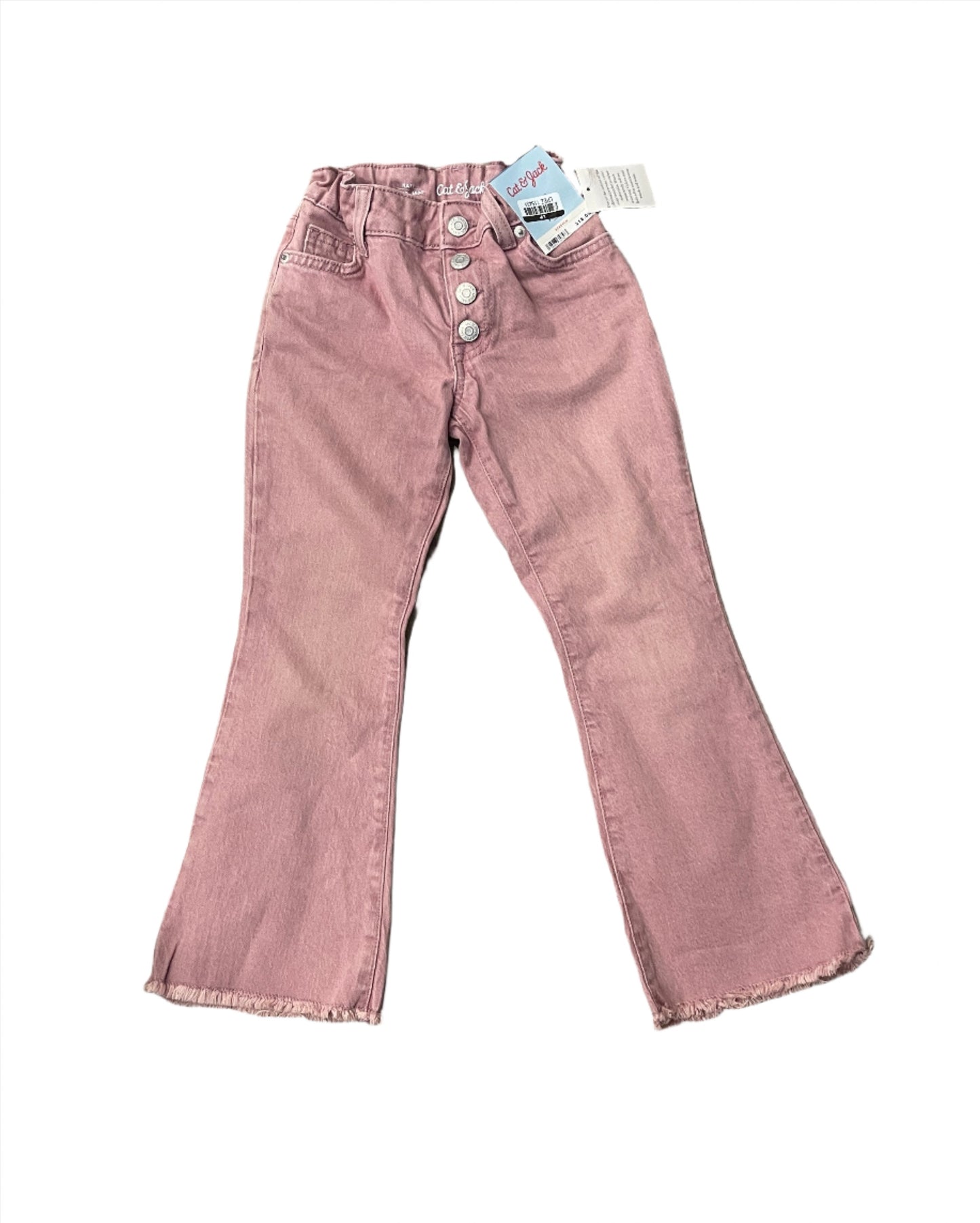 Girls' Mid-Rise Button Fly Flare Jeans Pants - Cat & Jack Pink