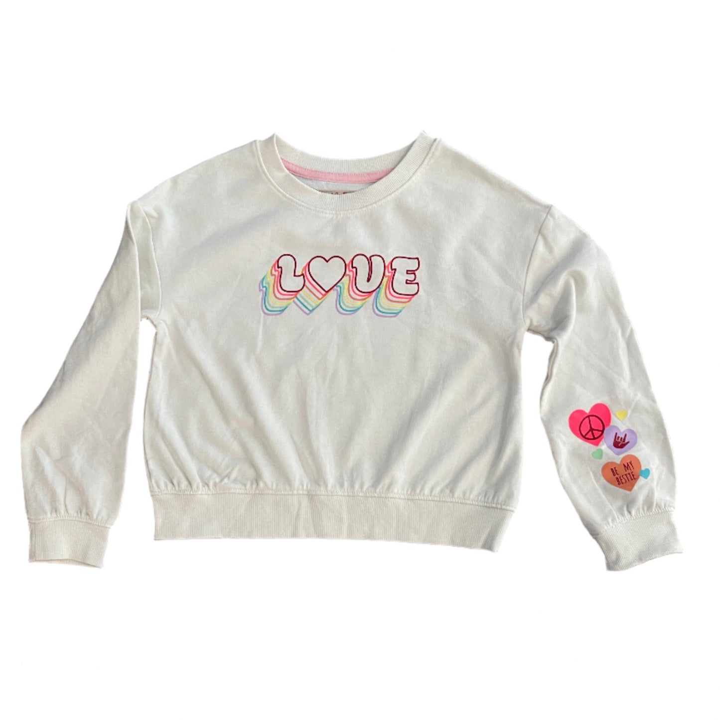 Girls' French Terry Valentine's Day Multi Hearts Pullover Sweatshirt - Cat & Jack Cream