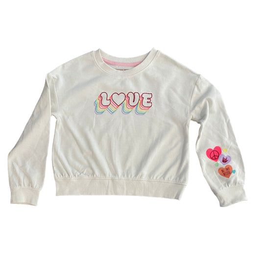 Girls' French Terry Valentine's Day Multi Hearts Pullover Sweatshirt - Cat & Jack Cream