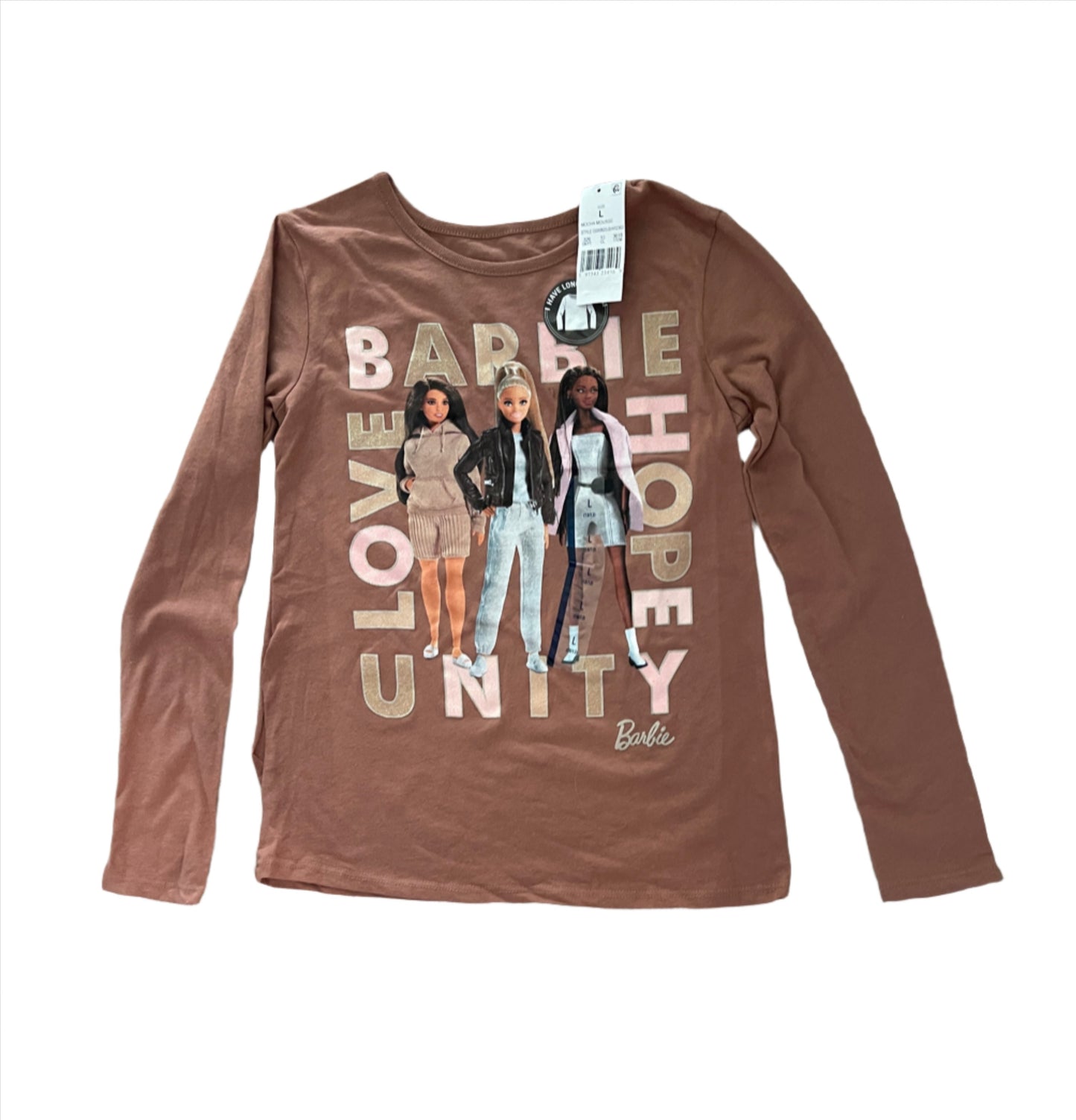 Girls' Barbie Unity Long Sleeve Graphic T-Shirt - Brown