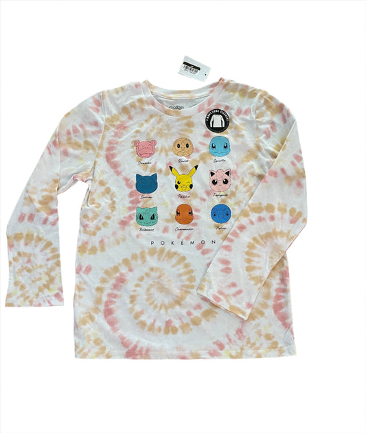 Girls'Pokemon Tie-Dye Long Sleeve Graphic T-Shirt - White/Orange