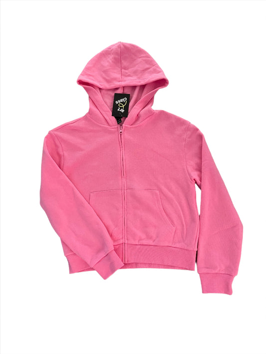 Girls' Cropped Hoodie Zip-Up Sweatshirt - art class Pink