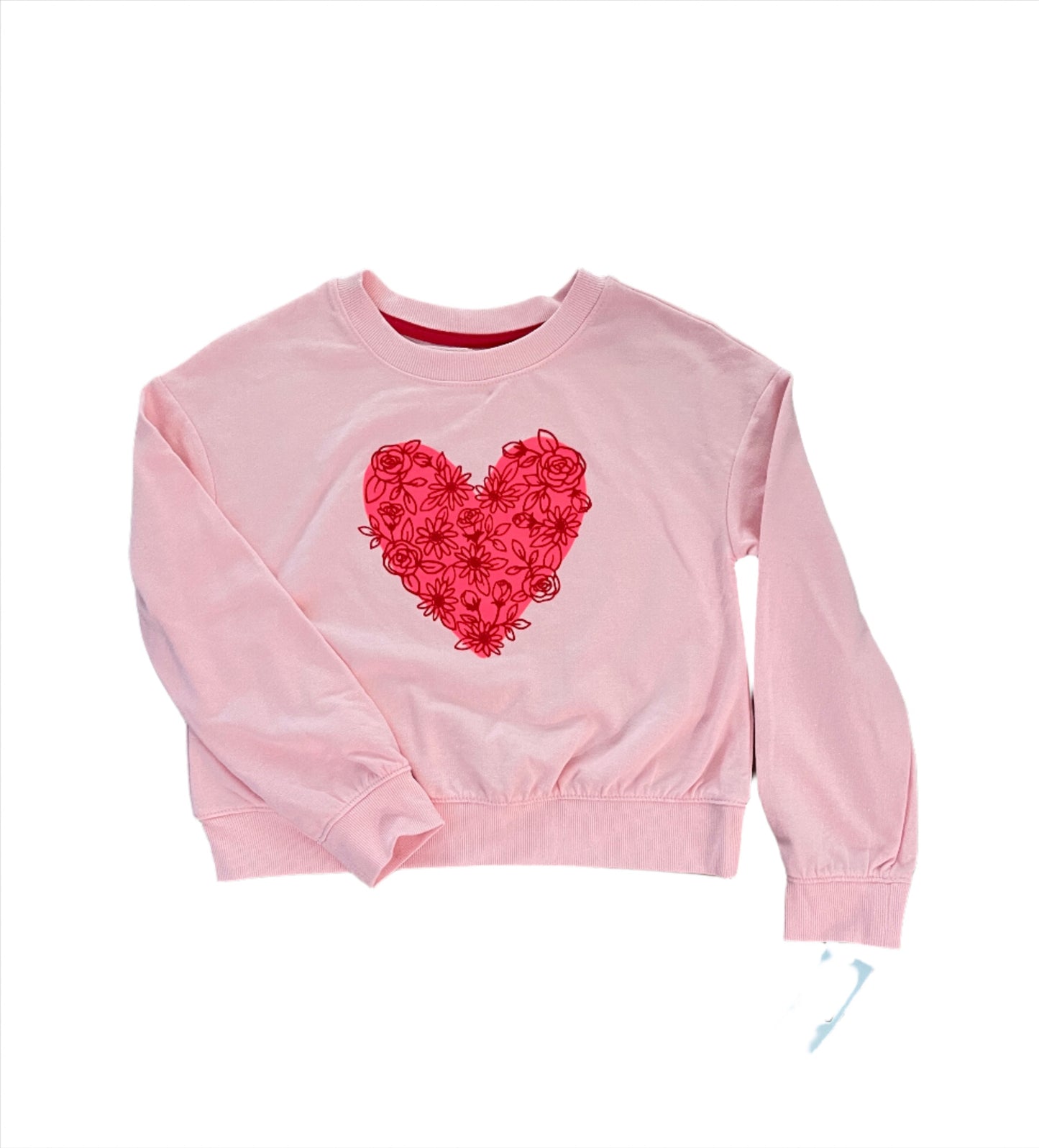 Girls' French Terry Valentine's Day Floral Hearts Pullover Sweatshirt - Cat & Jack Pink