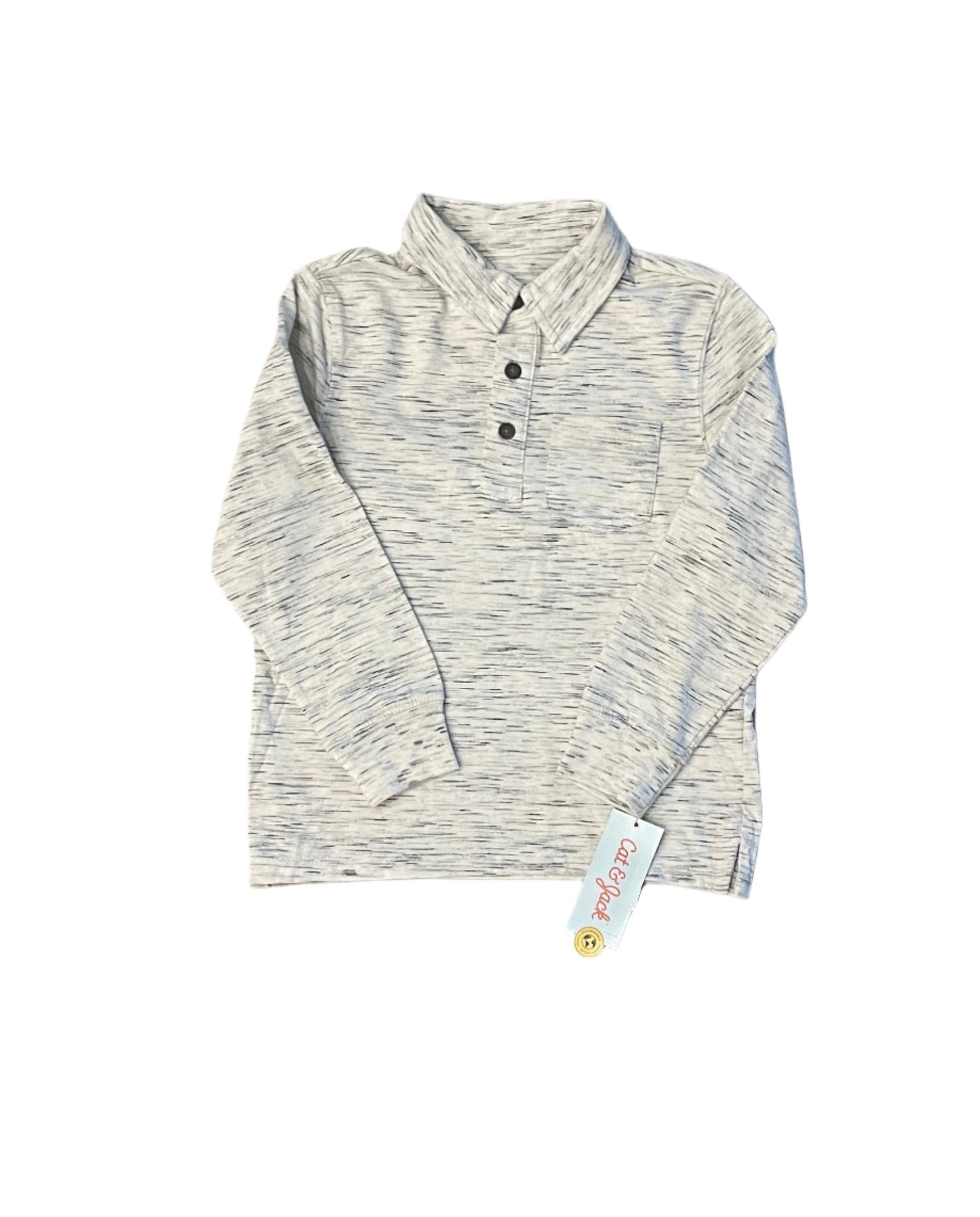 Boys' Long Sleeve Polo Shirt - Cat & Jack Cream