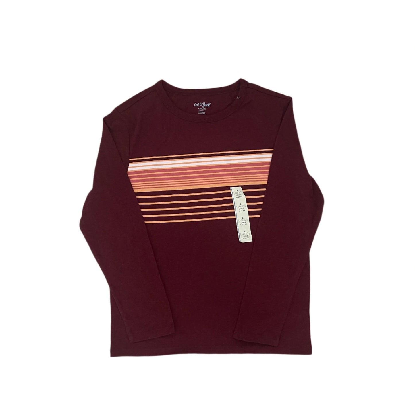 Boys' Long Sleeve Chest Striped T-Shirt - Cat & Jack Burgundy