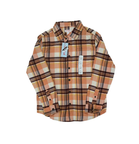 Boys' Long Sleeve Plaid Flannel Button-Down Shirt - Cat & Jack Off-White