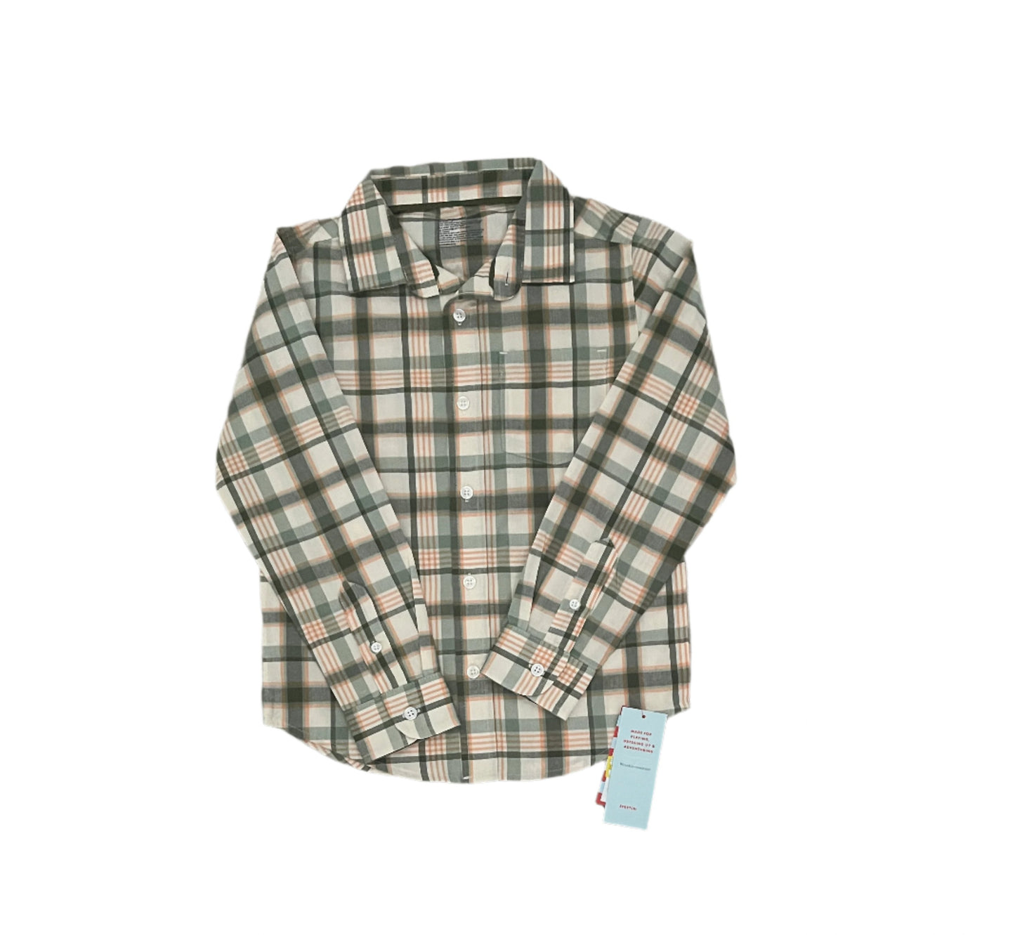 Boys' Long Sleeve Plaid Button-Down Shirt - Cat & Jack Green