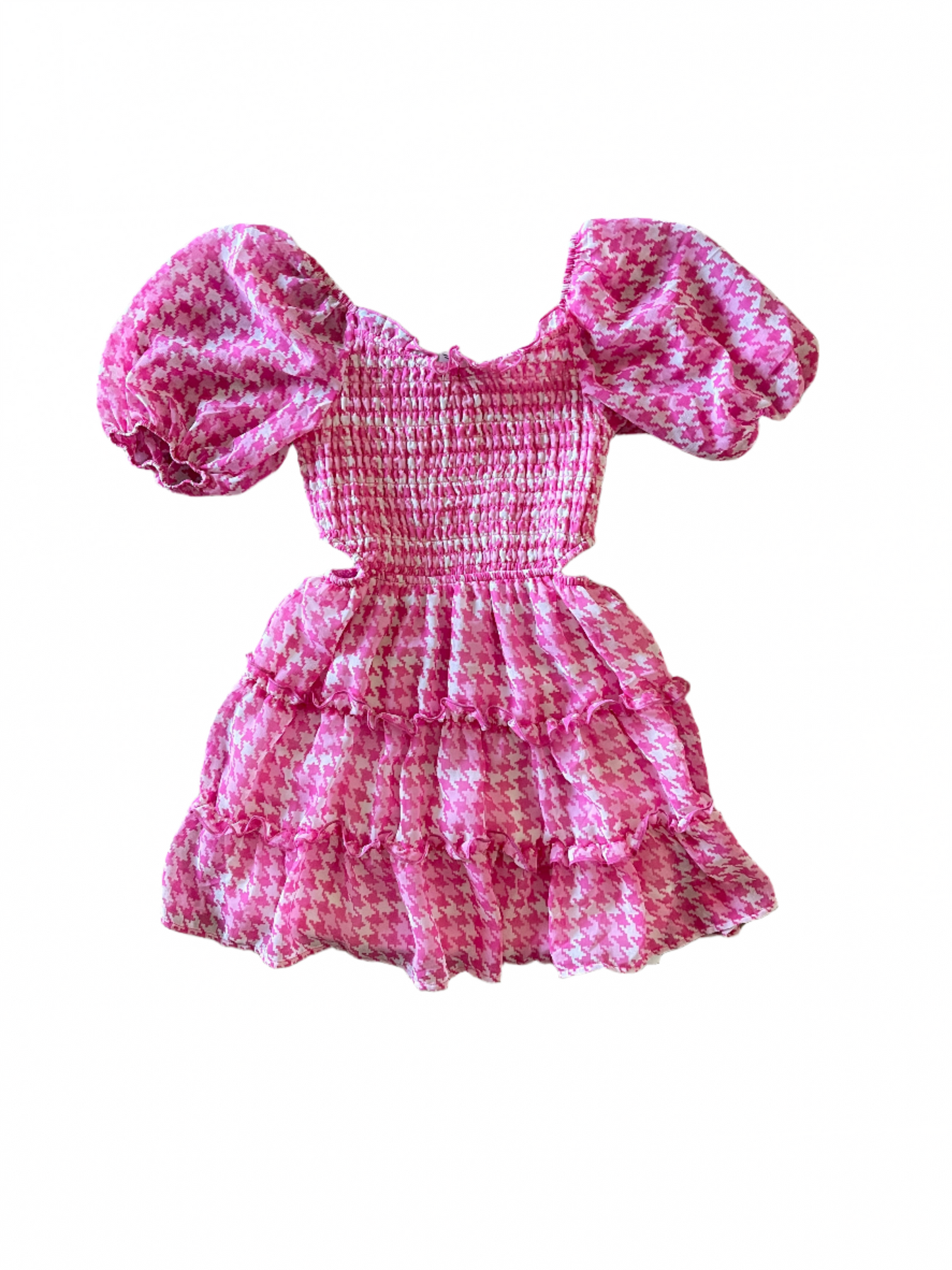 Girls' Smocked Bodice Cut Out Chiffon Dress - art class Pink