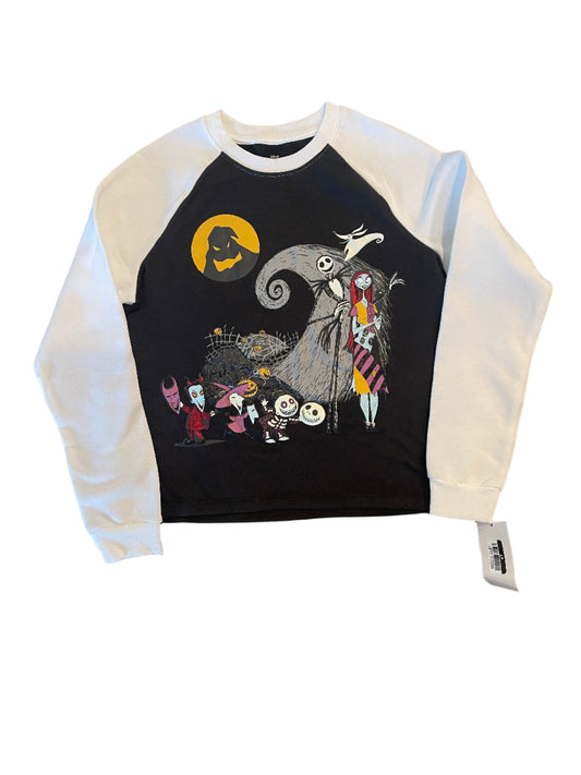 Girls' The Nightmare Before Christmas Raglan Pullover Sweatshirt - Black